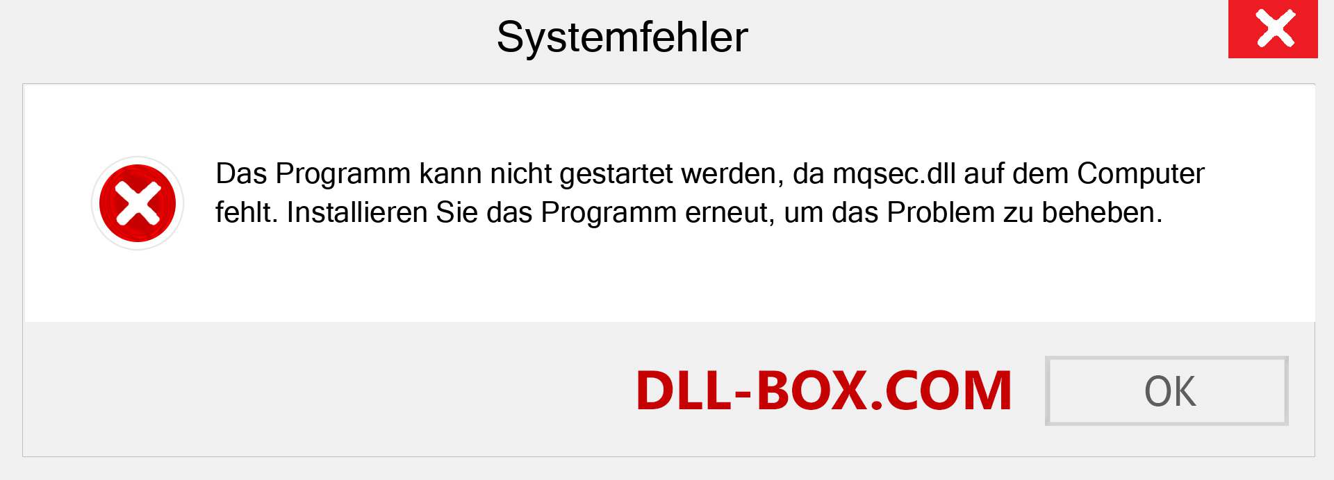 mqsec.dll-Datei fehlt?. Download für Windows 7, 8, 10 - Fix mqsec dll Missing Error unter Windows, Fotos, Bildern