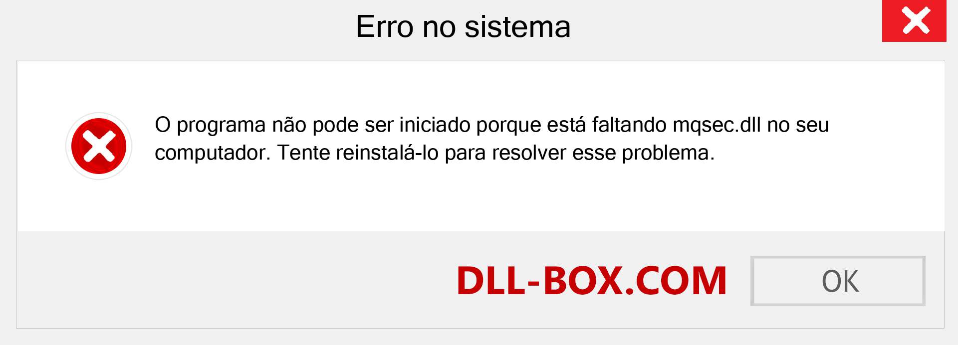 Arquivo mqsec.dll ausente ?. Download para Windows 7, 8, 10 - Correção de erro ausente mqsec dll no Windows, fotos, imagens